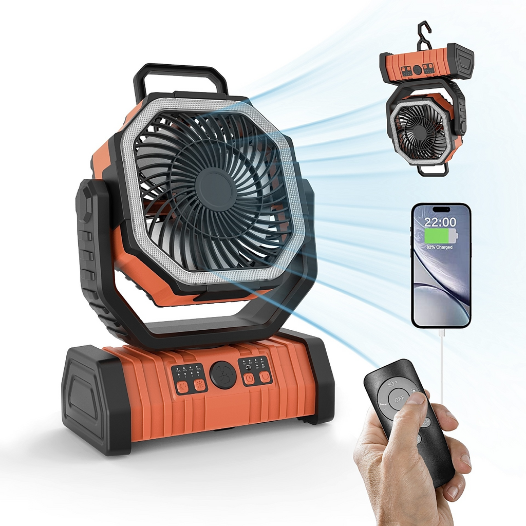 Portable Fan with LED Light and Power Bank