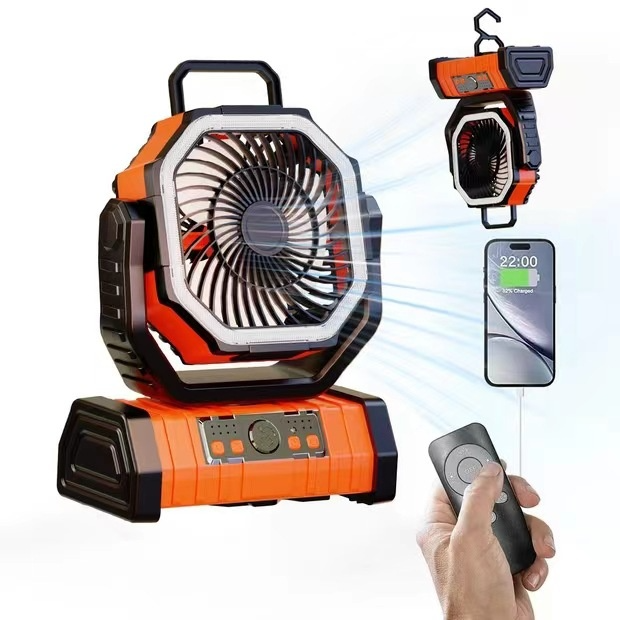 Portable Fan with LED Light and Power Bank