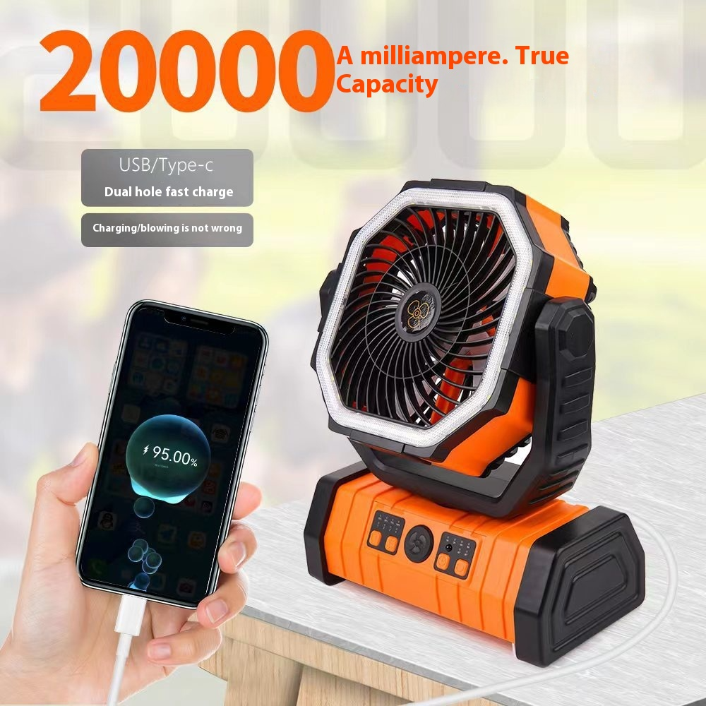 Portable Fan with LED Light and Power Bank