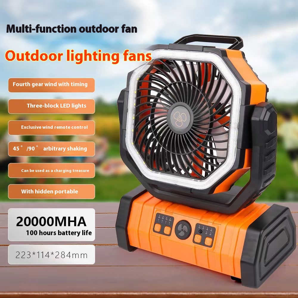Portable Fan with LED Light and Power Bank