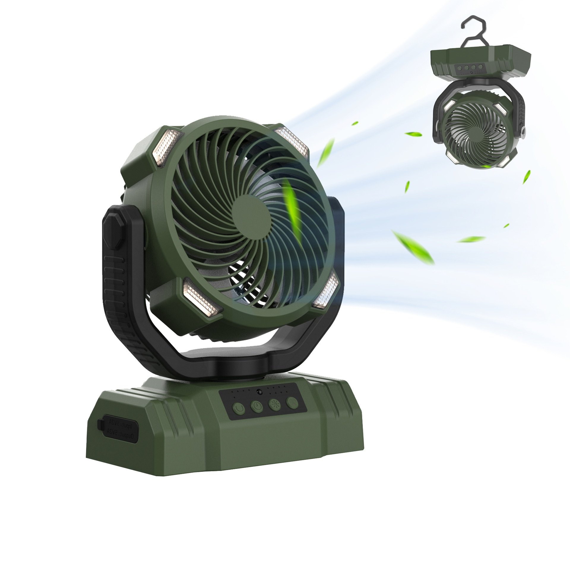 Portable Fan with LED Light and Power Bank